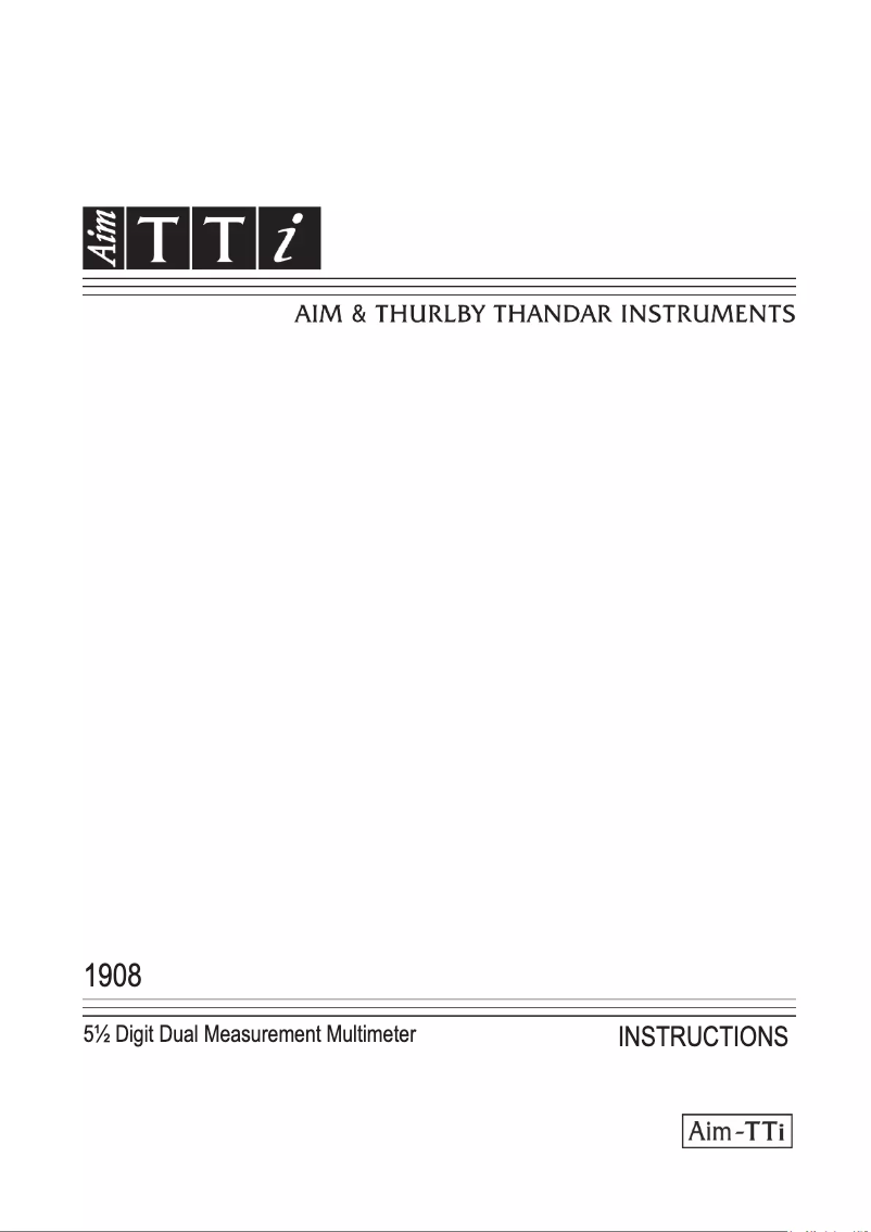 Page n°1 - Manuel utilisateur Aim TTi 1908