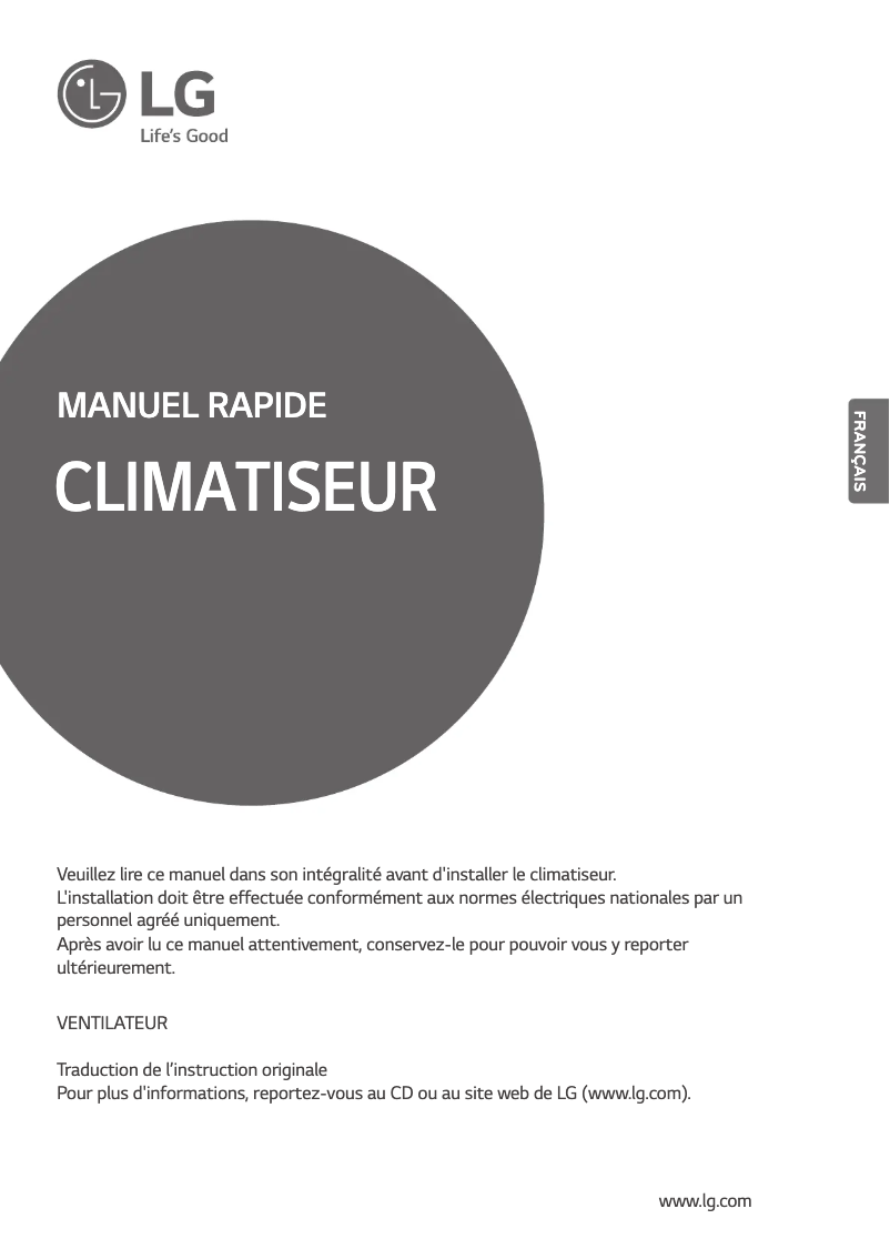 Page 1 de la notice Guide de démarrage rapide LG LZ-H050GXN4