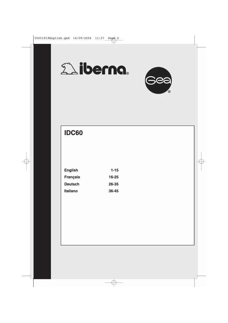 Image de la première page du manuel de l'appareil IDC60