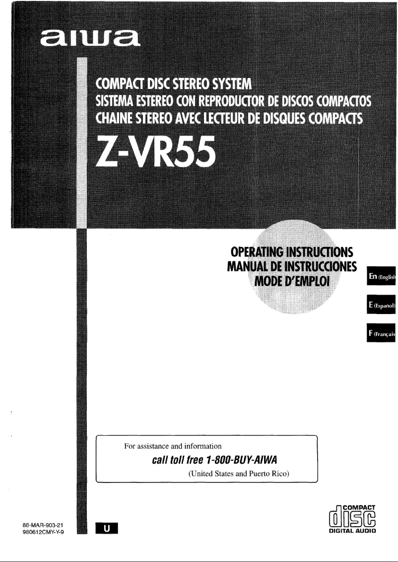 Page 1 de la notice Manuel utilisateur Aiwa Z-VR55