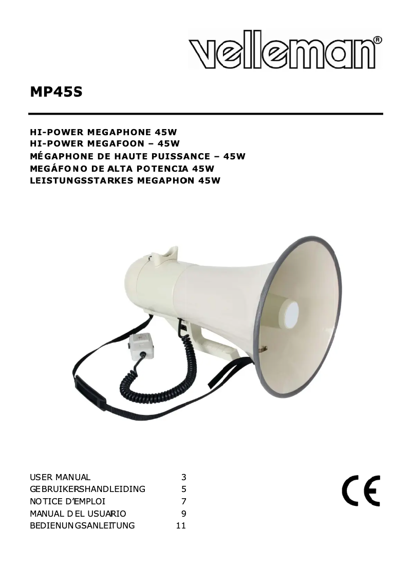 Page 1 de la notice Manuel utilisateur Velleman MP45S