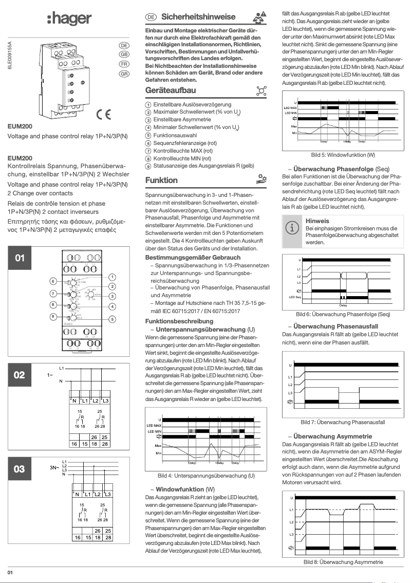 Page n°1 - Manuel utilisateur Hager EUM200