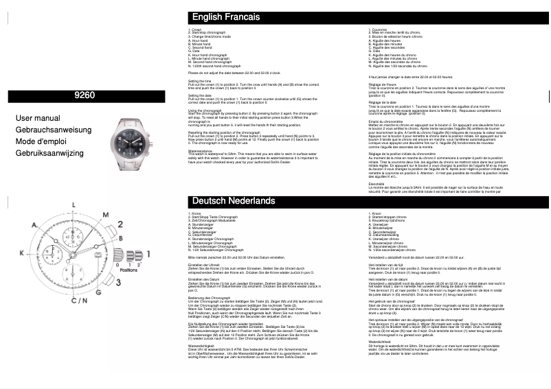 Page 1 de la notice Manuel utilisateur Davis 9260