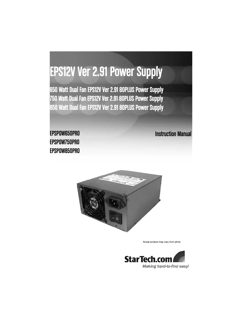 Page 1 de la notice Manuel utilisateur StarTech.com EPSPOW850Pro