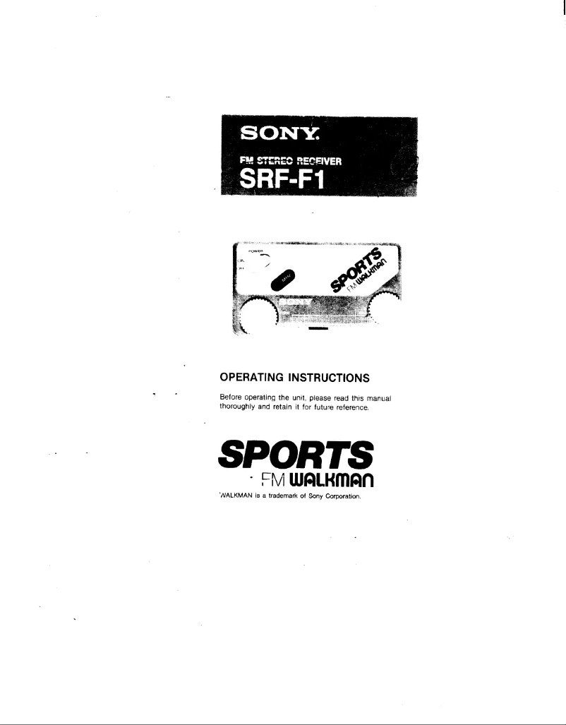Page 1 de la notice Manuel utilisateur Sony SRF-F1