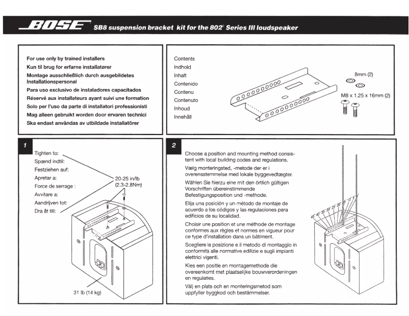 Page n°1 - Manuel utilisateur Bose SB-8