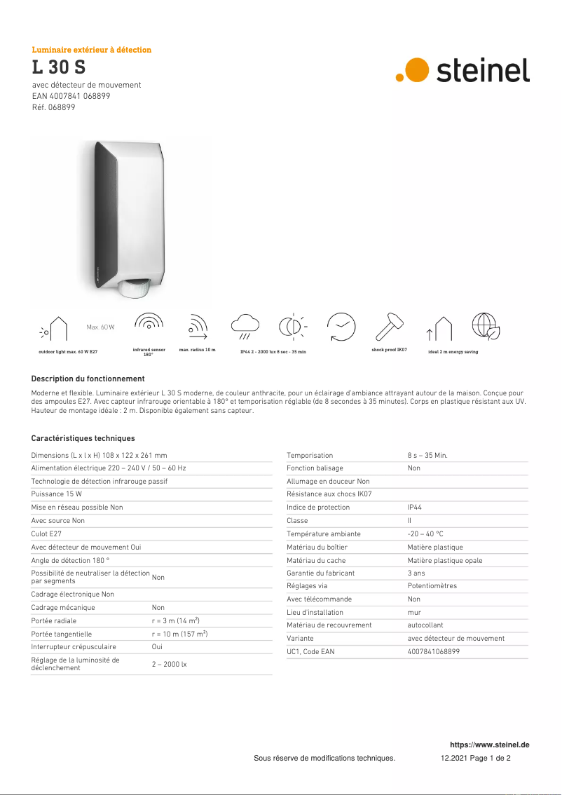 Image de la première page du manuel de l'appareil L 30 S