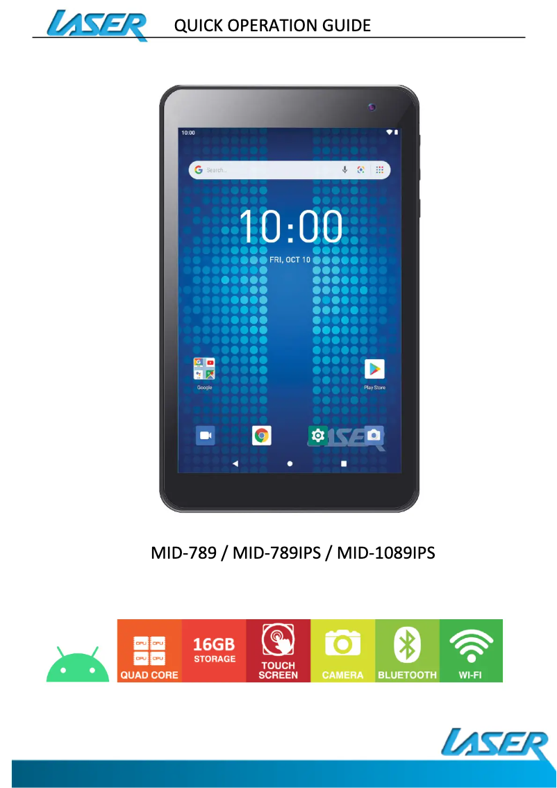 Page 1 de la notice Manuel utilisateur Laser MID-1089IPS