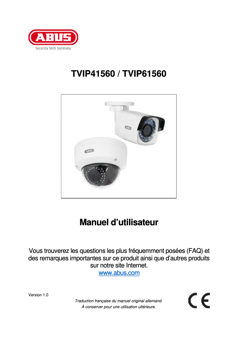 Image de la première page du manuel de l'appareil TVIP41560