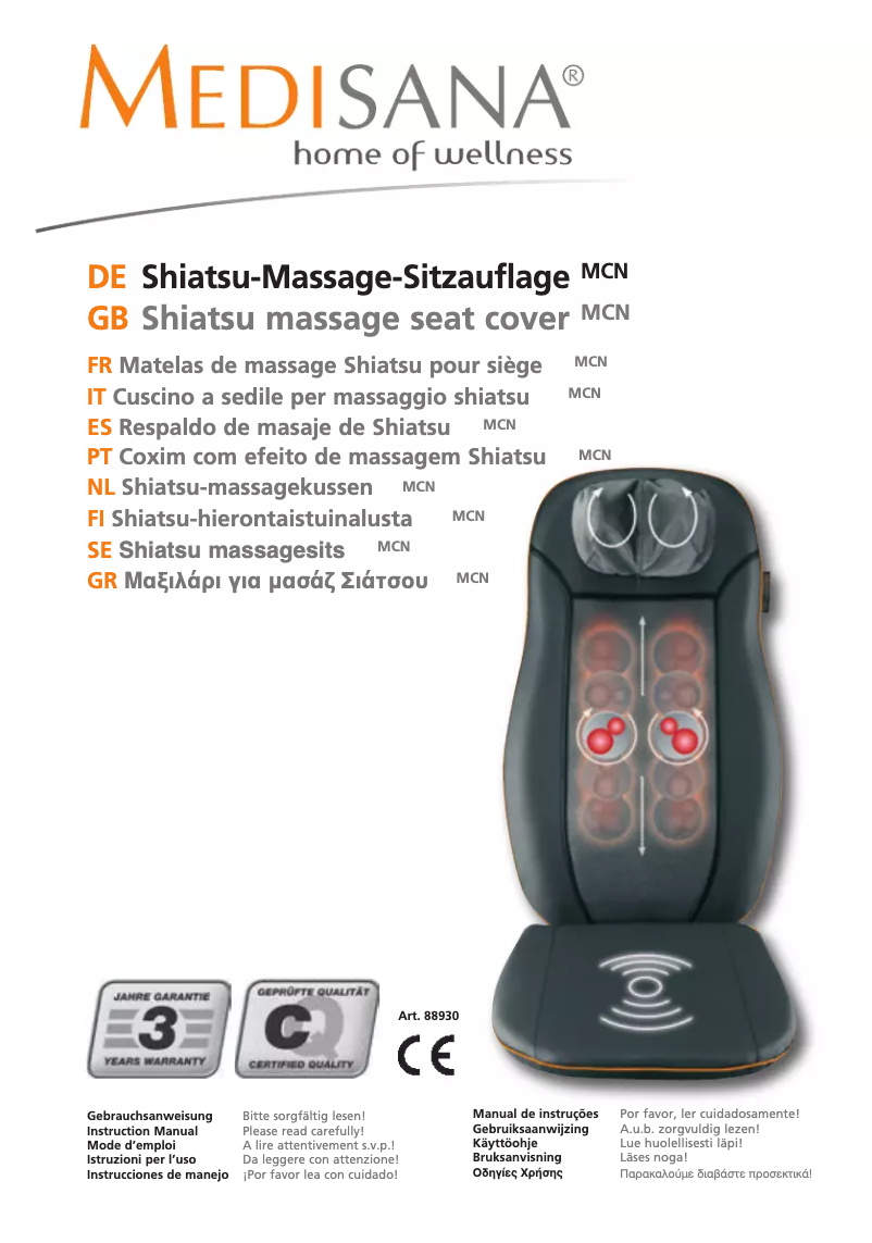 Image de la première page du manuel de l'appareil MCN Shiatsu