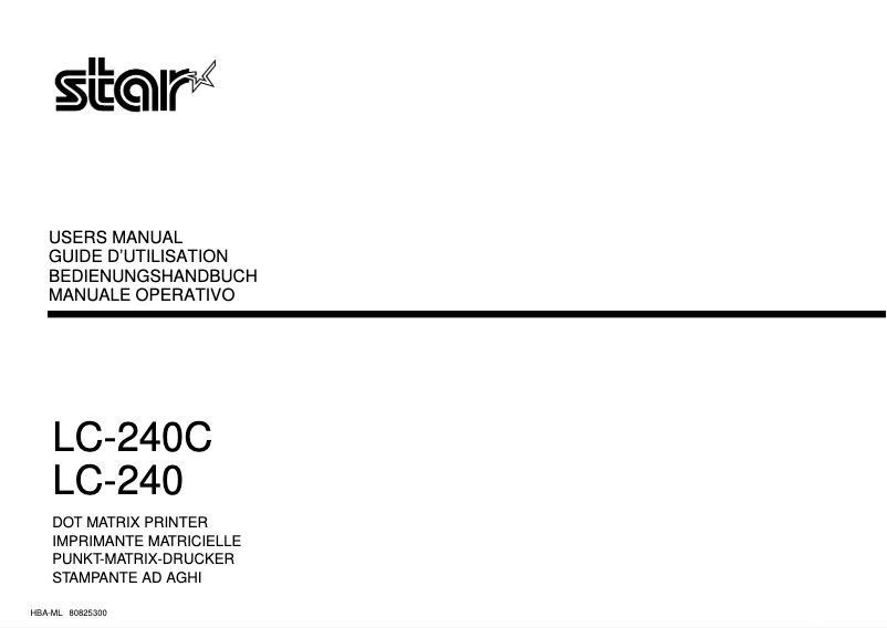 Page n°1 - Manuel utilisateur Star LC-240