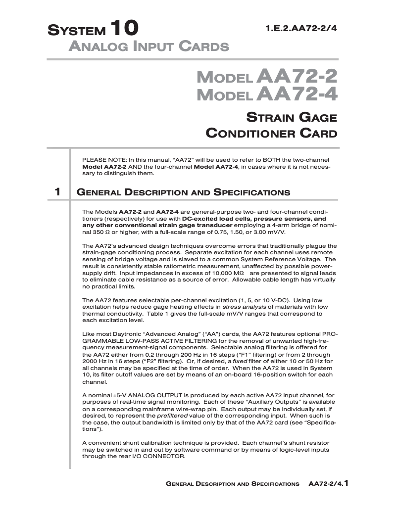 Página 1 del manual Manual de usuario Daytronic AA72-2F2
