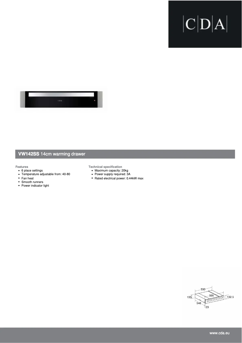 Page n°1 - Fiche technique CDA VW142SS