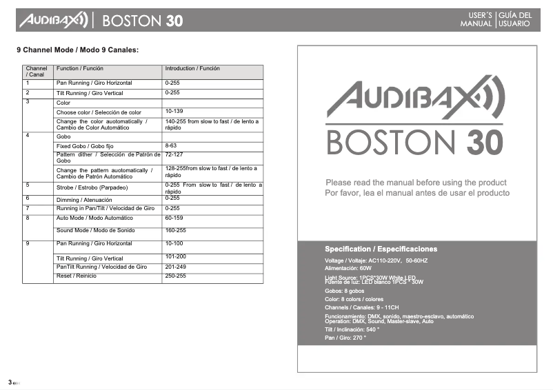 Page 1 de la notice Manuel utilisateur Audibax Boston 30