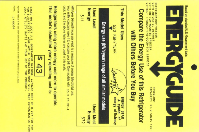 Page n°1 - Label énergétique GE Profile PDS22LBNWW