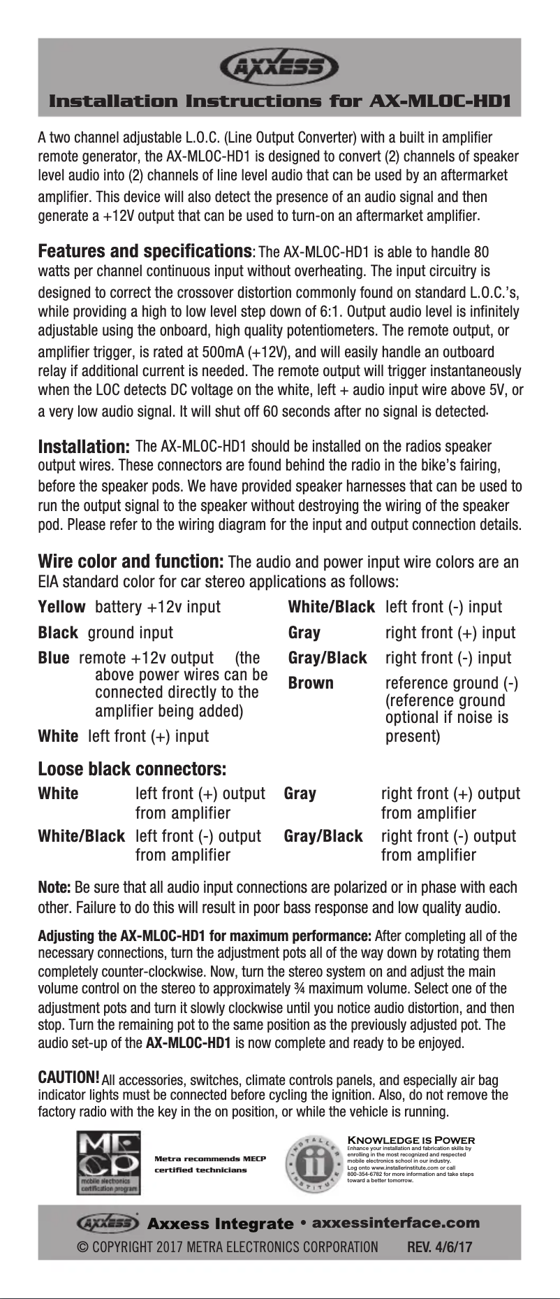 Image de la première page du manuel de l'appareil AX-MLOC-HD1