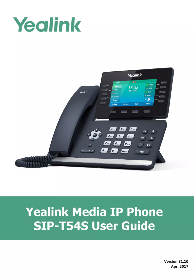Page 1 de la notice Manuel utilisateur Yealink SIP-T54S
