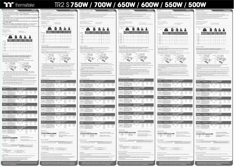 Page n°1 - Manuel utilisateur Thermaltake TR2 S 550W
