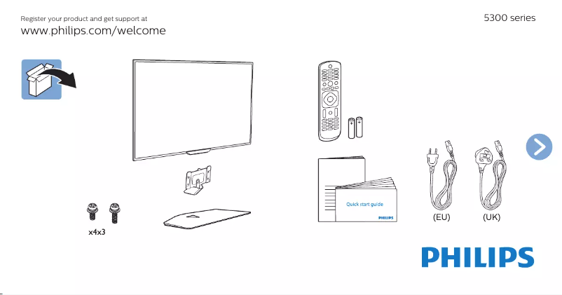 Page 1 de la notice Guide de démarrage rapide Philips 5300 series 32PFH5300