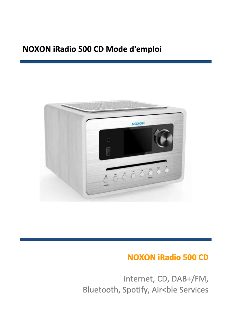 Page 1 de la notice Manuel utilisateur Noxon iRadio 500 CD