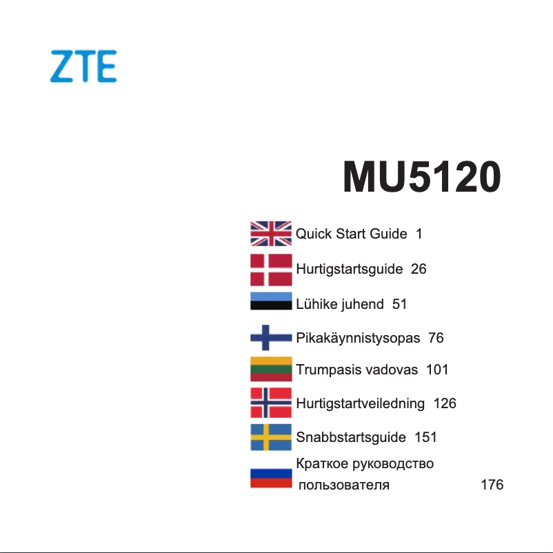 Page 1 de la notice Manuel utilisateur ZTE MU5120