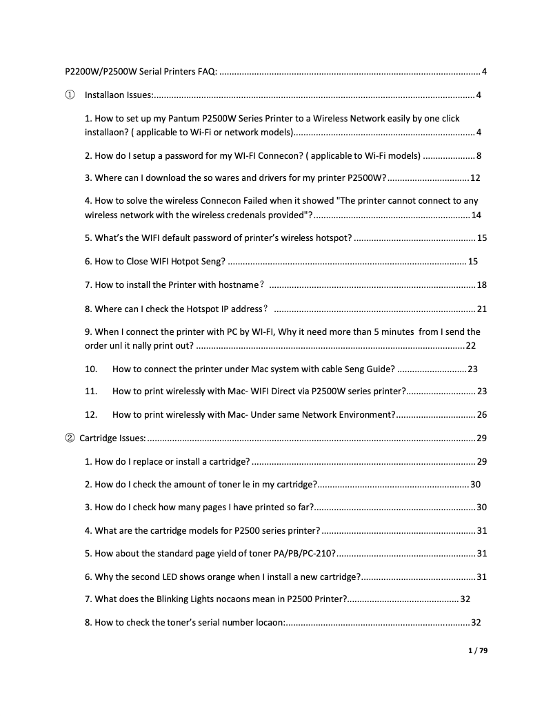 Página 1 del manual Preguntas frecuentes Pantum P2507