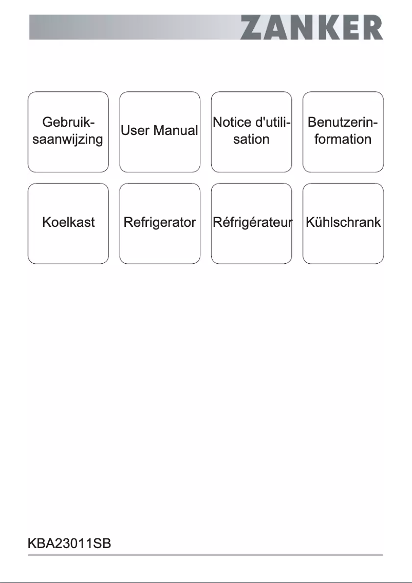 Page n°1 - Manuel utilisateur Zanker KBA23011SB