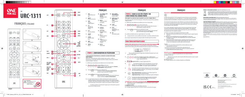 Page 1 de la notice Manuel utilisateur One for all URC 1311