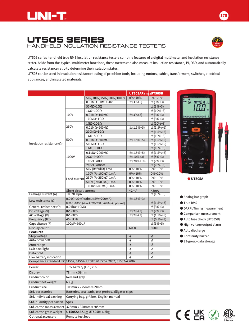 Image de la première page du manuel de l'appareil UT505B