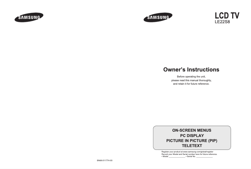 Page 1 de la notice Manuel utilisateur Samsung LE22S81B