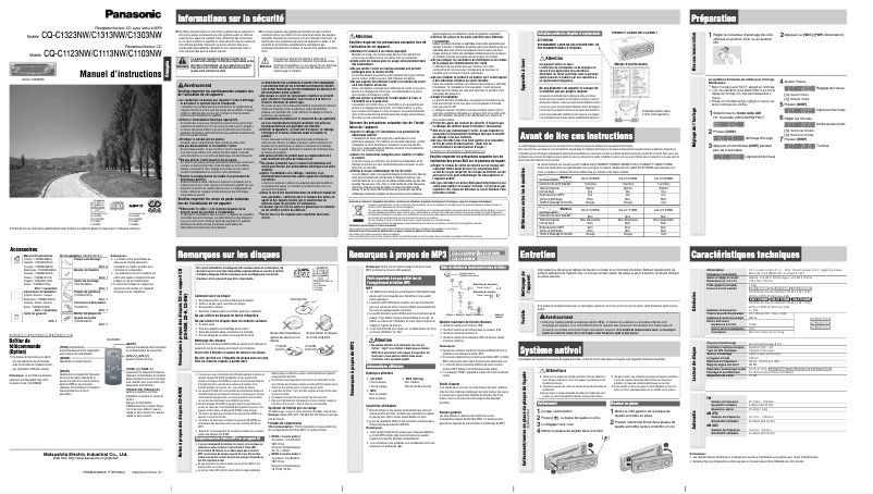 Image de la première page du manuel de l'appareil CQ-1113NW