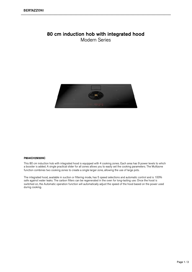 Página 1 del manual Manual de usuario Bertazzoni P804ICH2M30NC