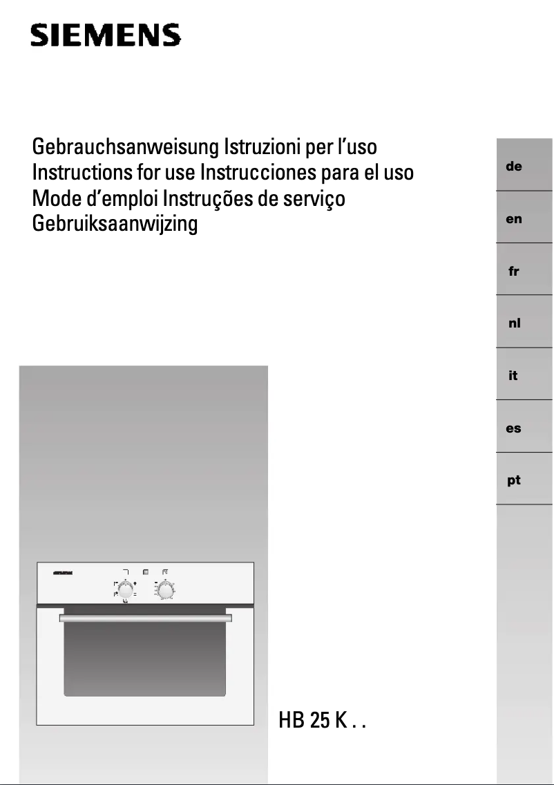 Page n°1 - Manuel utilisateur Siemens HB25K55