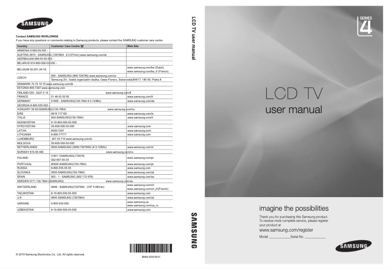 Page n°1 - Manuel utilisateur Samsung LE-19C450E1WXZG