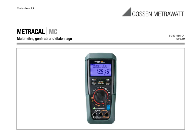 Page 1 de la notice Manuel utilisateur Gossen Metrawatt MetraClip 62