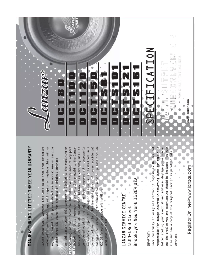 Page 1 de la notice Manuel utilisateur Lanzar DCTS151