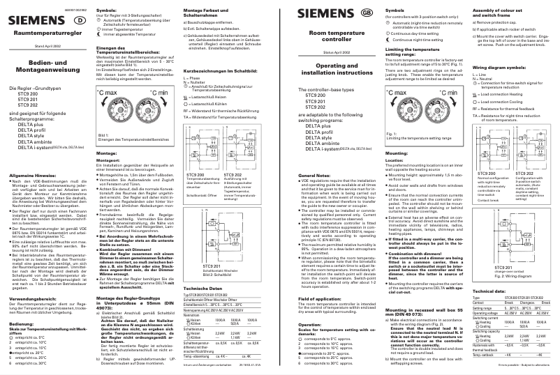 Page n°1 - Manuel utilisateur Siemens 5TC9 202