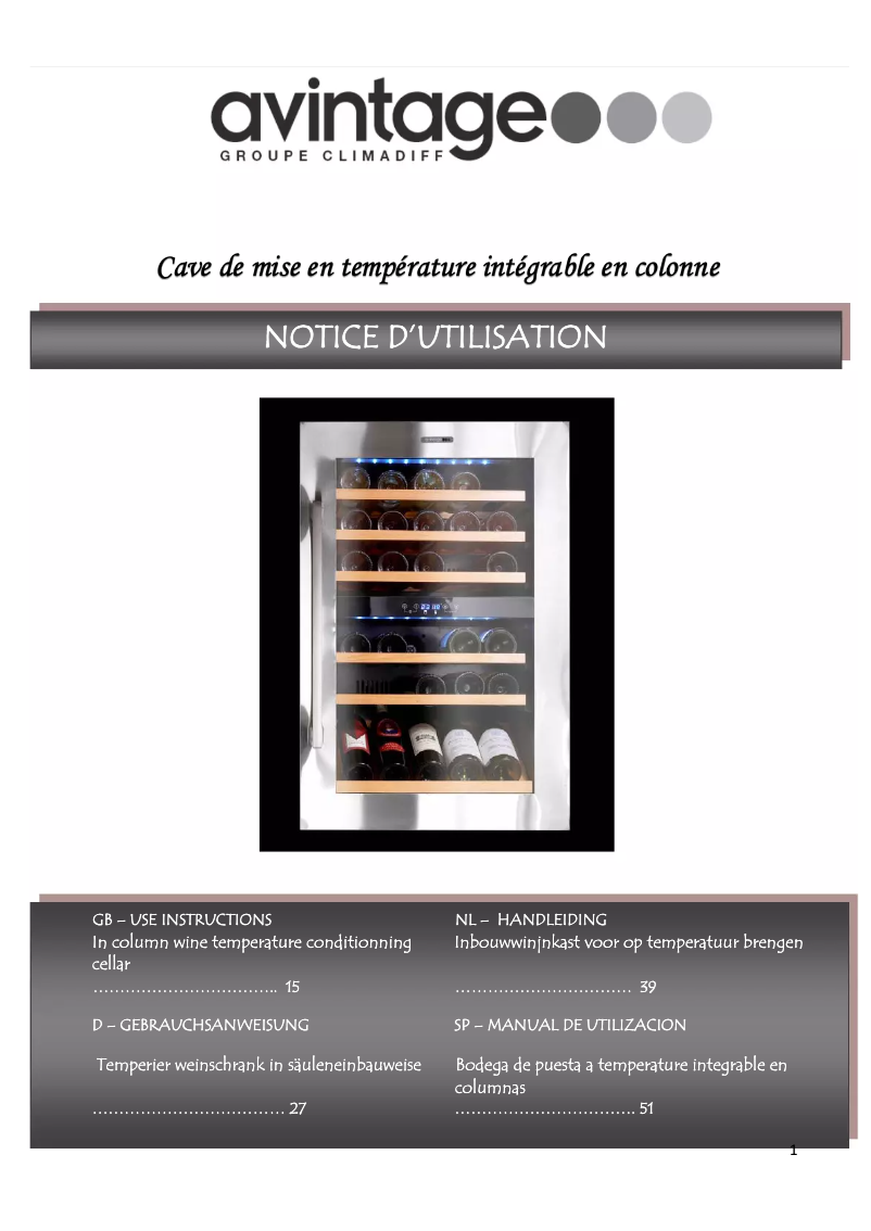 Image de la première page du manuel de l'appareil AV79XDZI-1