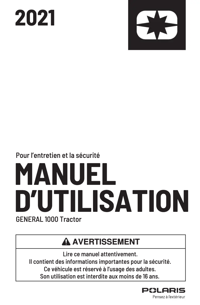 Image de la première page du manuel de l'appareil GENERAL 1000 Tractor (2021)