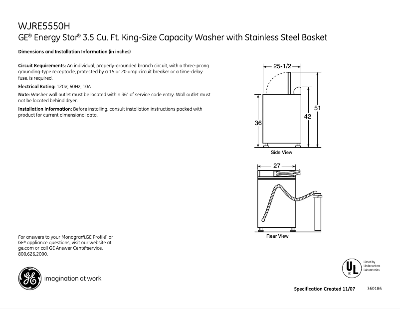 Image de la première page du manuel de l'appareil WJRE5550HWW