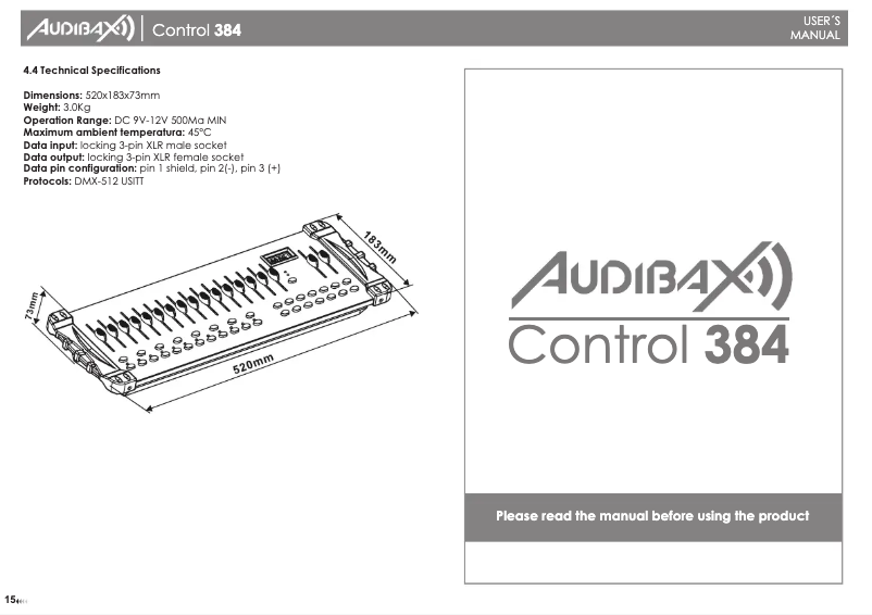 Image de la première page du manuel de l'appareil Control 384