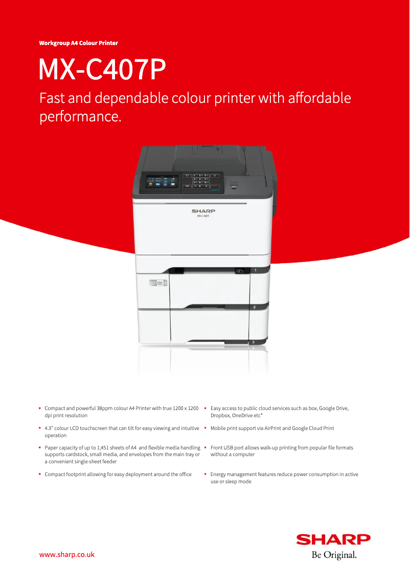 Page n°1 - Fiche technique Sharp MX-C407P