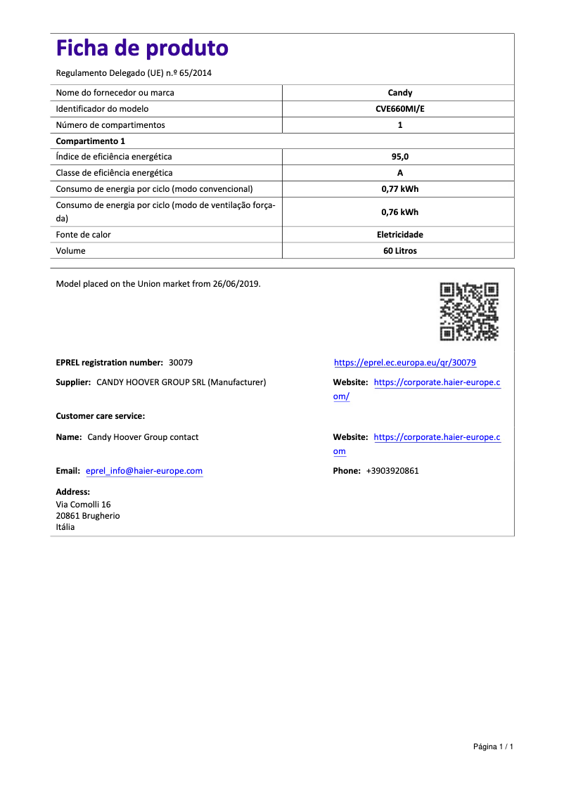 Page n°1 - Brochure Candy CVE660MI/E