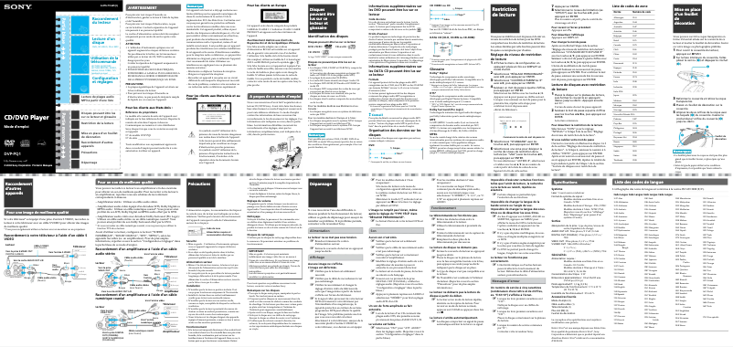 Page n°1 - Manuel utilisateur Sony DVP-PQ1
