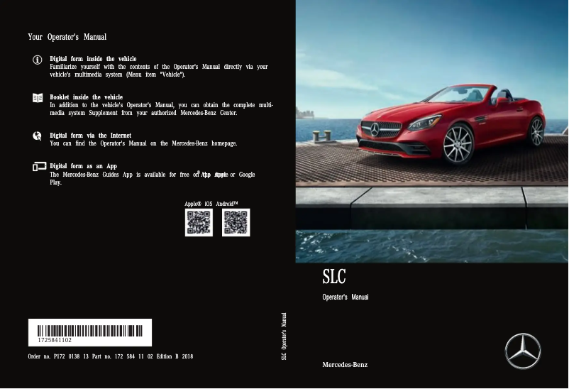 Image de la première page du manuel de l'appareil SLC (2018)