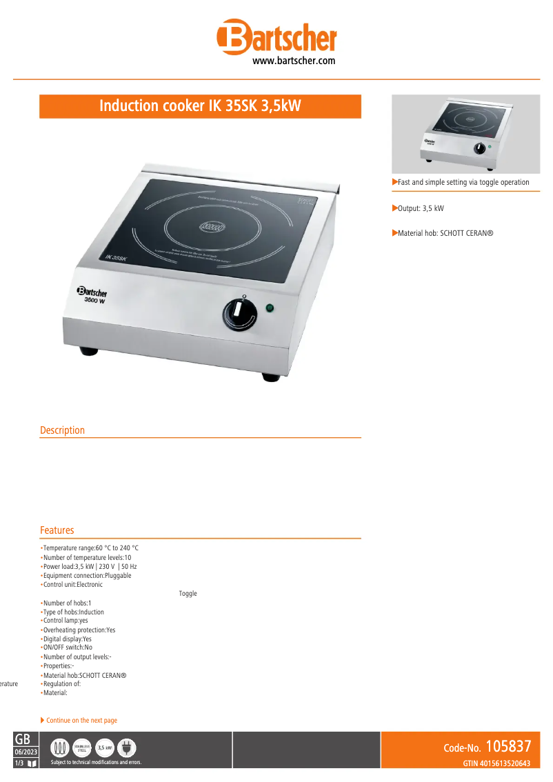 Image de la première page du manuel de l'appareil IK 35SK