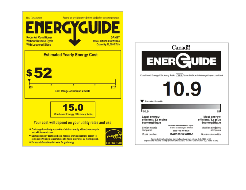 Página 1 del manual Etiqueta energética Danby DAC100B8IWDB-6