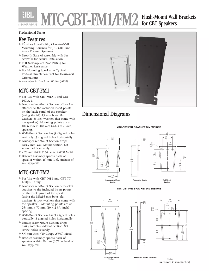Page n°1 - Guide d'installation JBL CBT 50LA