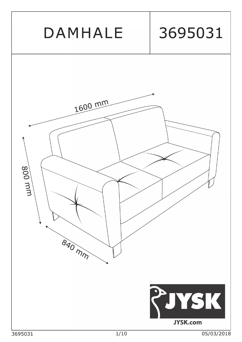 Page n°1 - Manuel utilisateur JYSK Damhale
