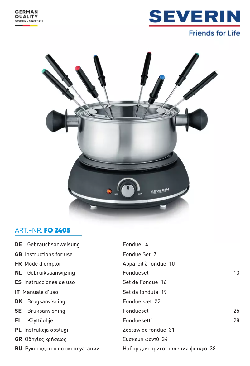 Page n°1 - Manuel utilisateur Severin FO 2405